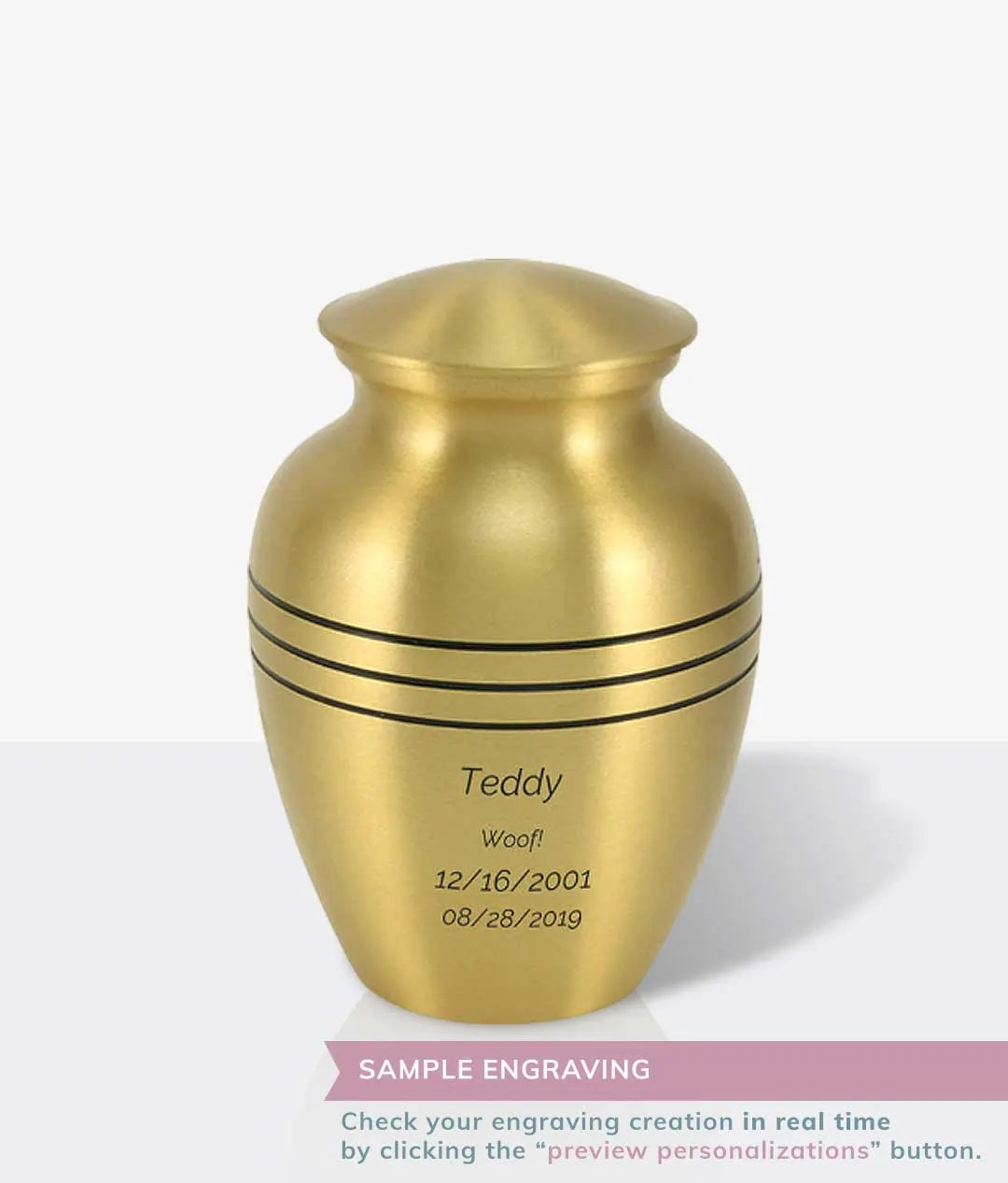 Classic Bronze Cremation Urn gold coloured